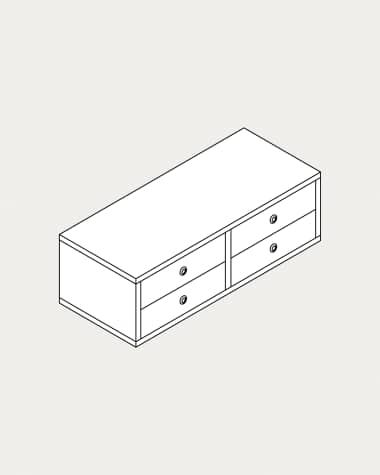 Doppelter Schubladenelement Krea stehend 2 Reihen 4 Schubladen 380x1032-1183 mm