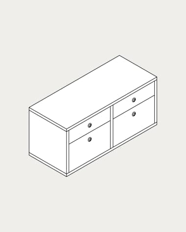 Doppelter Schubladenelement Krea hängend 2 Reihen 4 Schubladen 540x1032-1183 mm