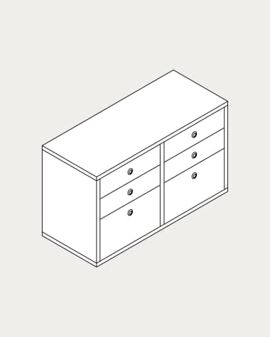 Dreifacher Schubladenelement Krea stehend 3 Reihen 6 Schubladen 700x1032-1183 mm