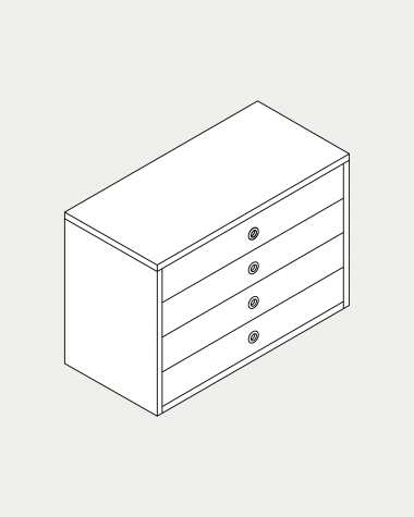 Vierfacher Schubladenelement Krea stehend 4 Reihen 4 Schubladen 540x424-499 mm