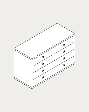Vierfacher Schubladenelement Krea stehend 4 Reihen 8 Schubladen 540x1032-1183 mm