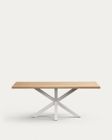 Argo table in melamine with natural finish and steel legs with white finish 200 x 100 cm
