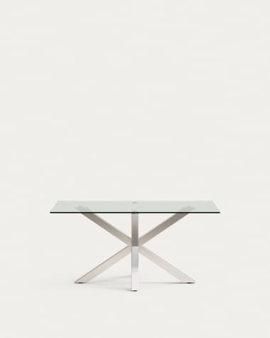 Argo glass table with stainless steel legs 160 x 90 cm