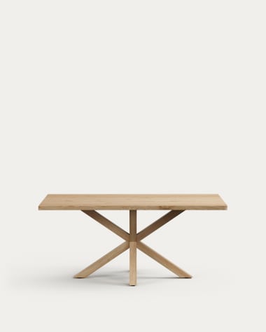 Argo table in whitewashed oak veneer and wood-effect steel legs 180 x 100 cm