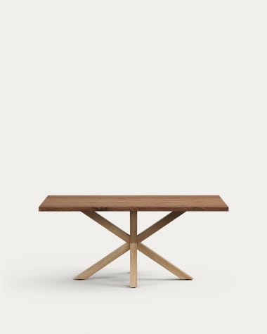 Argo table in aged oak veneer and wood-effect steel legs 180 x 100 cm