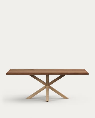 Argo table in aged oak veneer and wood-effect steel legs 220 x 100 cm