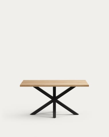 Argo table in melamine with natural finish and steel legs with black finish 160 x 100 cm