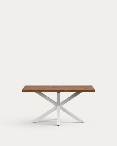 Argo table in aged oak veneer and steel legs in a white finish 160 x 90 cm