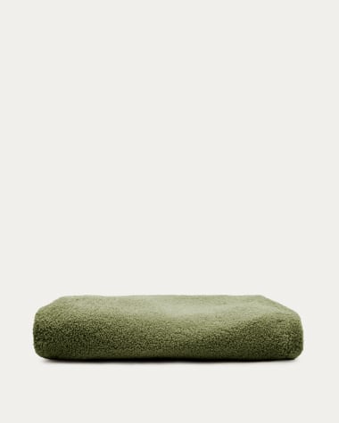 Bezug für Fußhocker Kaeli in grünem Bouclé Ø 43 cm