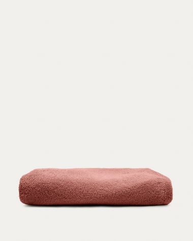 Bezug für Fußhocker Kaeli in terrakottafarbenem Bouclé Ø 43 cm