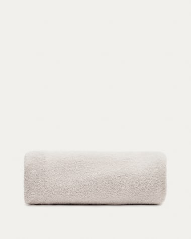 Bezug für Fußhocker Kaeli in Bouclé Farbe Écru Ø 120 cm