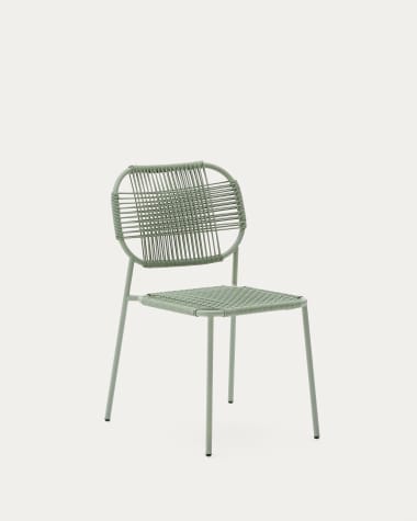 Stapelbarer Talaier Outdoor-Stuhl aus synthetischem Seil und verzinktem Stahl mit türkisfarbenem Finish