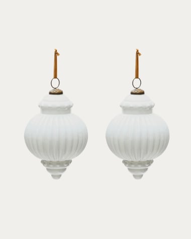 Set di 2 palline di Natale Irlo in vetro riciclato bianco Ø 13 cm