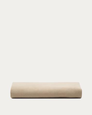 Housse pour tête de lit Jaira en lin et coton taupe pour lit de 180 cm.