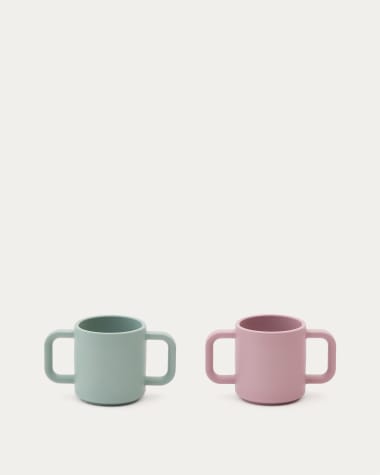 Lili set of two cups in pink and turquoise silicone