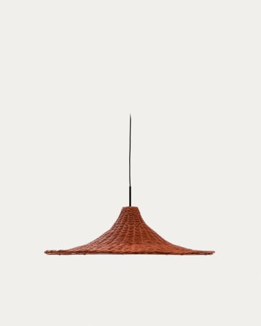 Lampenschirm für Deckenleuchte Bladia aus Rattan mit Finish in Terrakotta Ø 70 cm