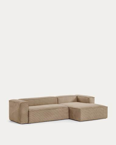 Blok 4-seater sofa with right chaise longue thick taupe corduroy 330 cm