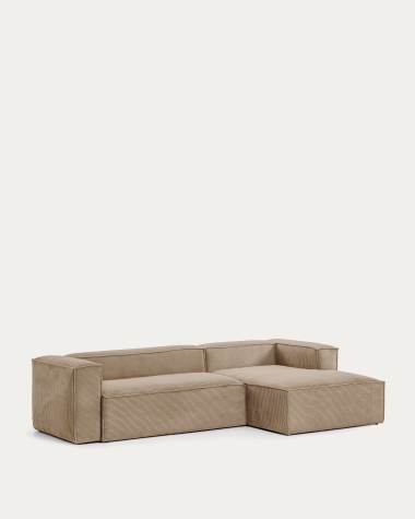 Blok 3-seater sofa with right chaise longue thick taupe corduroy 300 cm