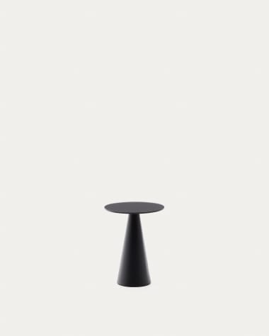 Wilshire side table with frosted tempered glass and steel with matt black painted finish Ø30cm