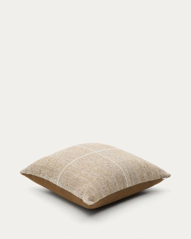 Housse de coussin de sol Nalian 100% PET à carreaux beige 70 x 70 cm