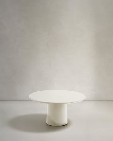 Table basse Albanella en ciment avec finition blanc brillant Ø 85 cm