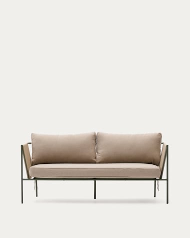 Zivia outdoor 3-seater sofa in ecru rope cord and green galvanised steel 178cm