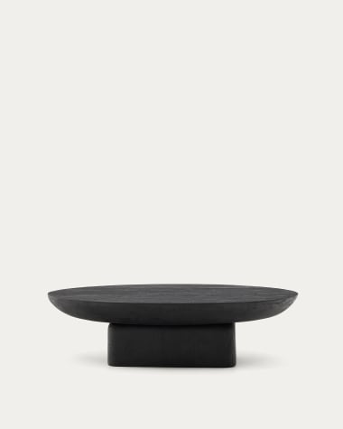 Couchtisch Ovak aus massivem Akazienholz mit schwarzem Finish, FSC 100%, 140 x 70 cm