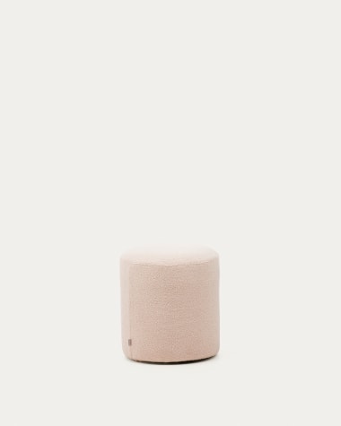 Fußhocker Kaeli mit abnehmbarem Bezug in rosa Bouclé Ø 43 cm