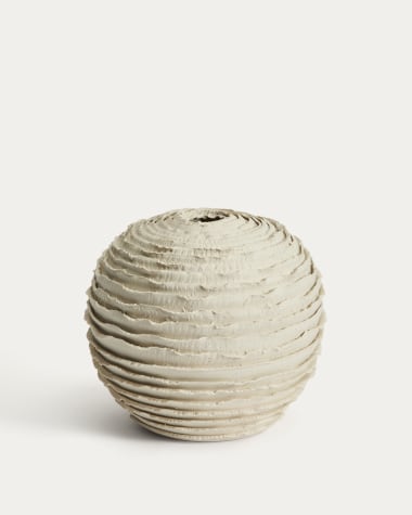 Vase Evania aus beigefarbener Keramik 21 cm