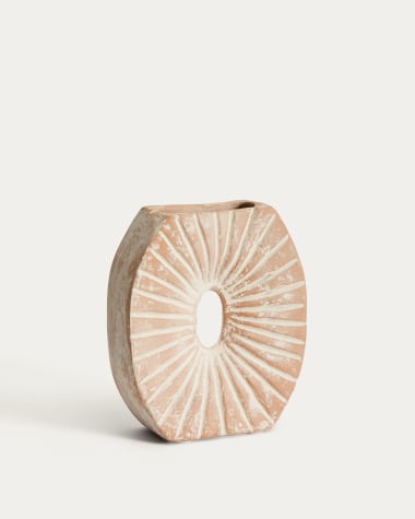 Vaso Valura in cartapesta rosa e beige 21 cm