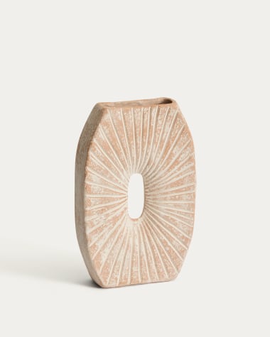 Vaso Valura in cartapesta rosa e beige 31 cm