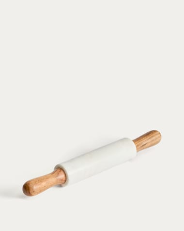 Rouleau à pâtisserie Nuvir en marbre blanc et bois d’acacia