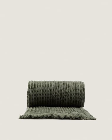 Coperta Nulina 100% cotone waffle verde 130 x 170 cm