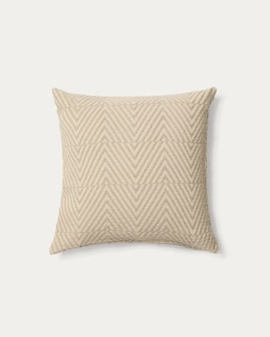 Housse de coussin Lunver en jacquard chevron écru 50 x 50 cm