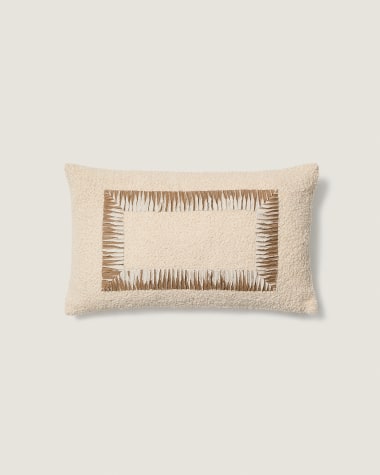 Housse de coussin Enari en coton beige et marron 50 x 30 cm