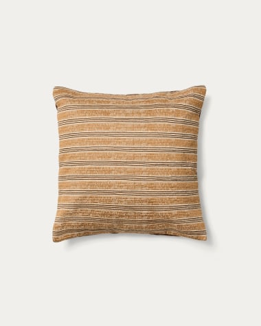 Kissenbezug Tavina aus 100 % Baumwolle in Braun mit Stickerei, 50 x 50 cm