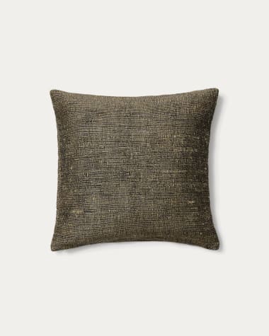 Housse de coussin Machiel en jacquard de viscose noir et blanc 50 x 50 cm