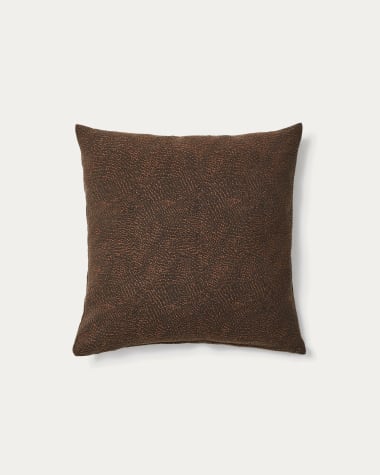 Housse de coussin Junie en jacquard de coton marron 50 x 50 cm