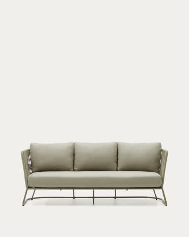 Saconca 3-seater outdoor sofa made of cord and green galvanised steel, 189 cm
