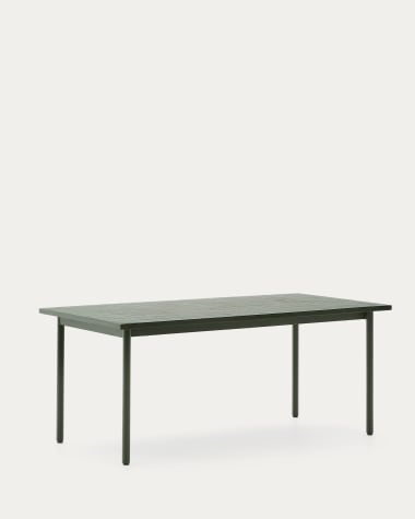 Maurina outdoor table in green galvanised steel with green tiles 223 x 101cm