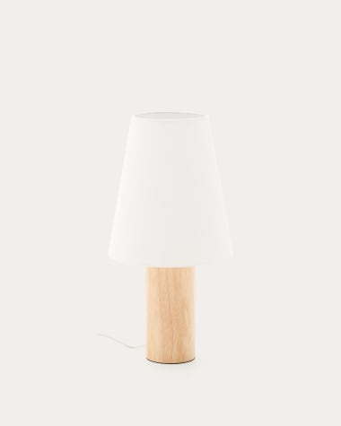 Lampe de table Marga en bois d’hévéa avec finition ton naturel