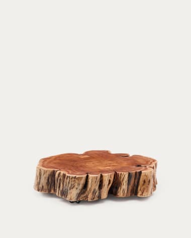 Couchtisch Tavine aus massivem Akazienholz mit gebleichtem Finish und Rollen Ø 65 cm