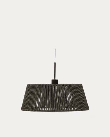Abat-jour pour plafonnier Aldet en corde chinée noir et vert Ø 46 cm