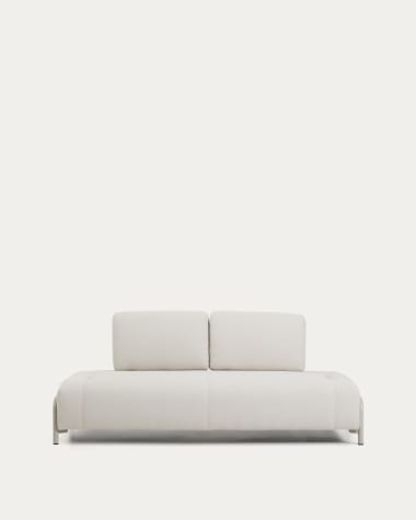 2-Sitzer-Modul Compo aus Chenille in Ecru mit beigem Metallgestell 200 cm FSC Mix Credit