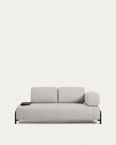 2-Sitzer-Sofa Compo in Graubeige mit kleinem Tablett und schwarzem Metallgestell 200 cm FSC Mix Credit