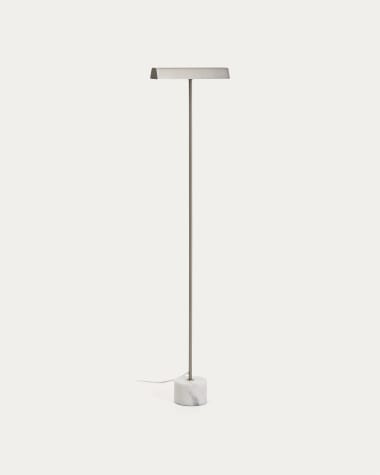 Stehlampe Lynor aus gebürstetem Metall mit schwarzem Marmorsockel