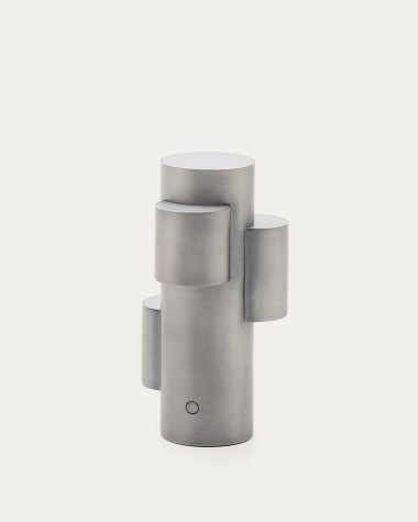 Adrina portable LED table lamp in light grey metal with brushed finish