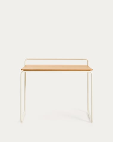 Schreibtisch Tinn aus Eschenfurnier und beigefarbener Metallstruktur 82 x 45 cm