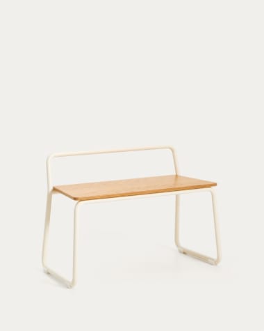 Tinn ash veneer bench with a beige metal structure, 75 cm