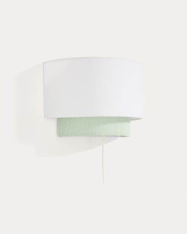 Bianella cotton and turquoise corduroy wall light Ø 40cm